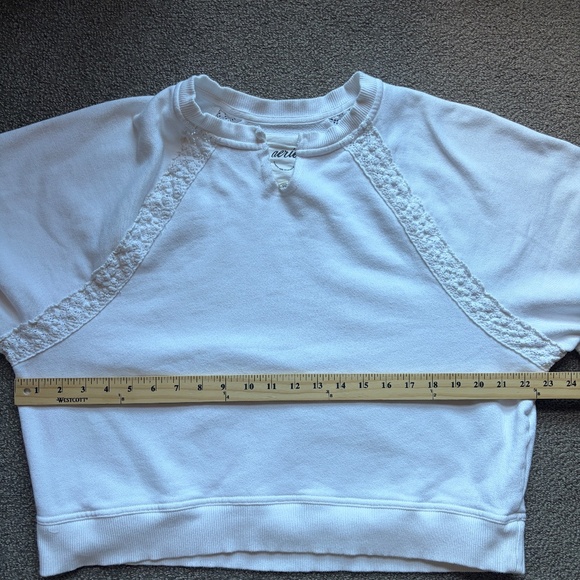 Aerie Hey Crochet Sweatshirt White Women's Lace Oversized American Eagle | Sz S - Picture 7 of 12